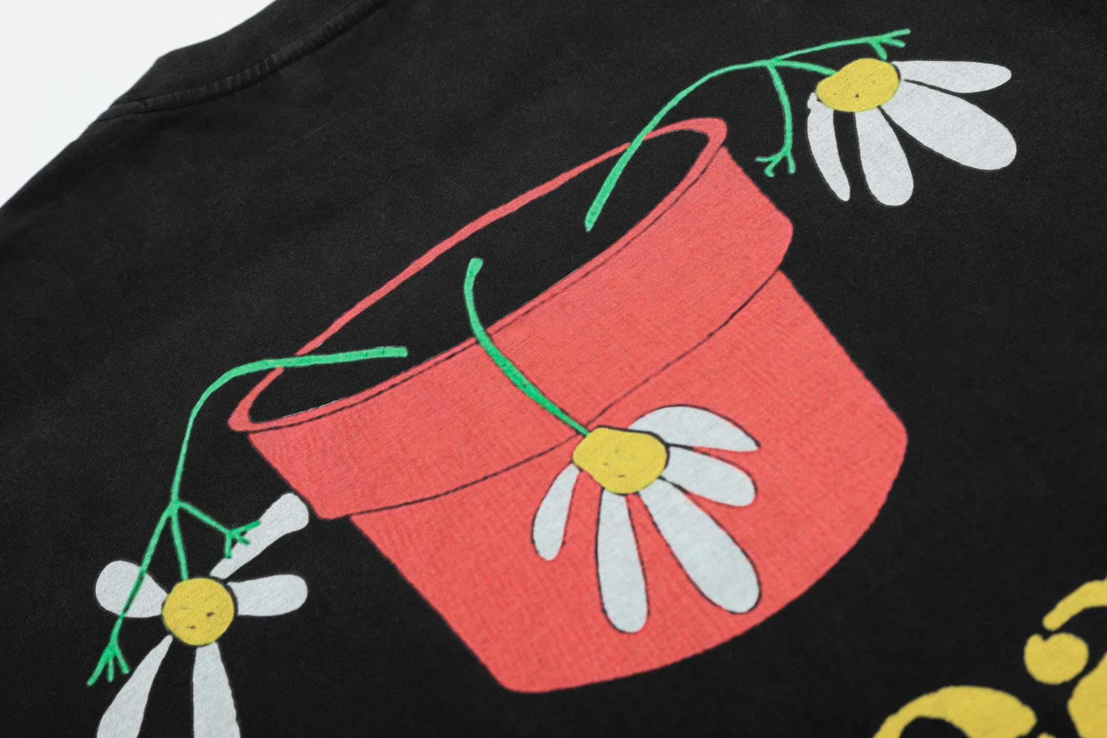 VT9247 P140💰 SAINT Michael "Potted Plant" punk style printed retro washed distressed short-sleeved T-shirt Small neckline design White ink digital direct printing High street retro heavy distressed washed Vintage short sleeves Size: S M L XL